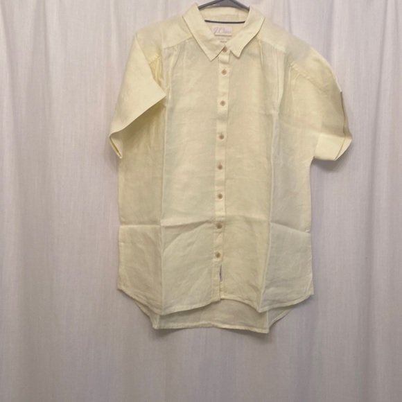 J. Crew BAIRD McNUTT Irish Linen top. New without tags!  Yellow, cream buttons - Picture 1 of 13